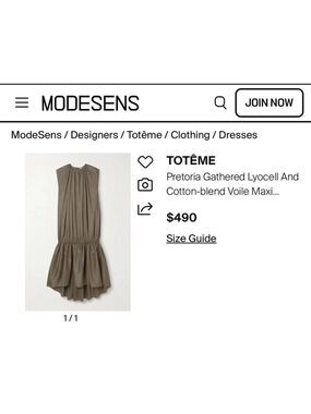 NWT Totême Maxi Dress L Army Green Preoria Gathered Lyocell Blend